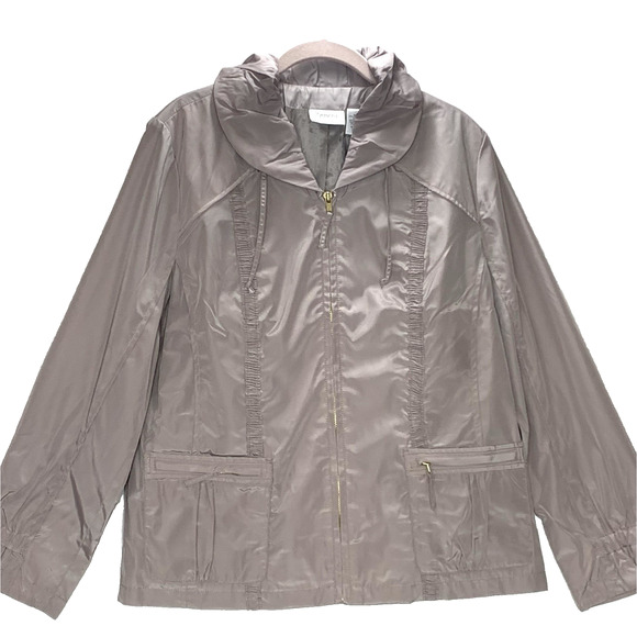 ZENERGY by CHICO'S Emma Jacket Sz 2 US L/12 Dove Grey Windbreaker Coat NWT - Picture 1 of 6